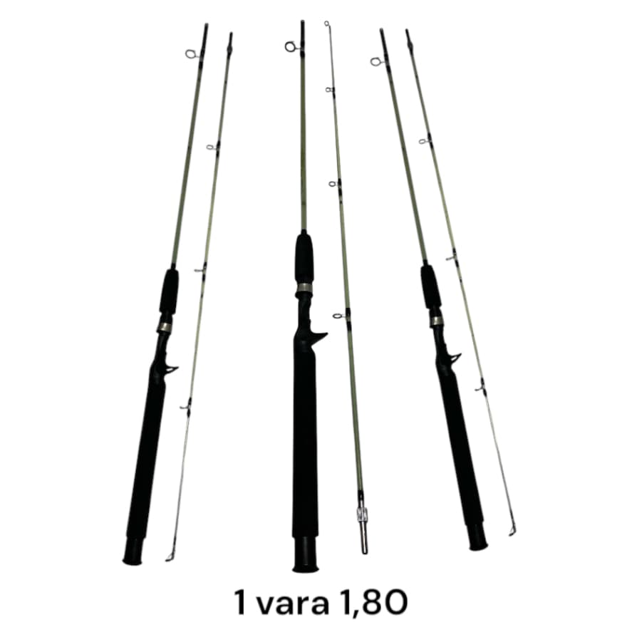 Vara para carretilha maciça 2 partes 1.80 com encaixe de rosca resistente.