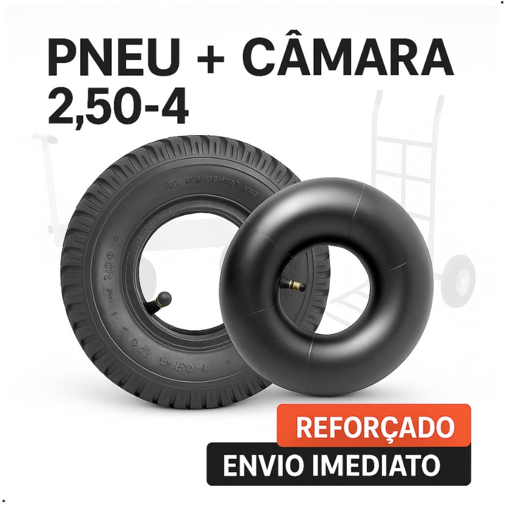 Pneu Reforçado + Câmara Skate Quadriciclo Mini Buggy Carrinho Mão Carga Carriola 2.50-4