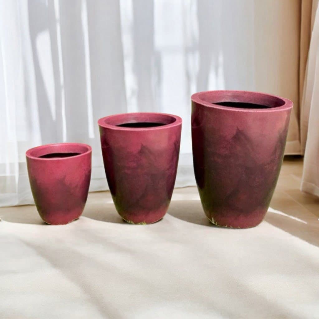Vaso para Plantas Kit conjunto 3 vasos - P M G - Polietileno, Efeito Marmorizado, Luxo, Moderno - SANTA PALHA DECOR