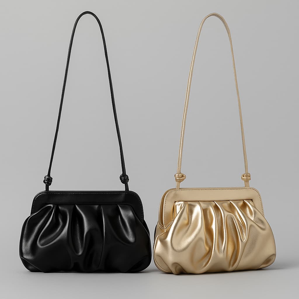 Kit 2 Bolsas Feminina Pequena Nuvem Metalizada De Ombro Festa