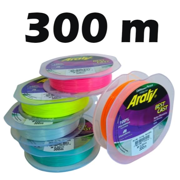 LINHA MONOFILAMENTO ARATY BEST CAST 300M VÁRIAS CORES E MEDIDAS