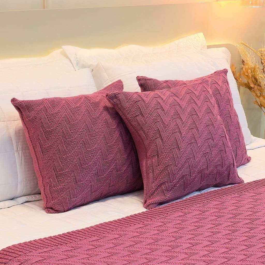 Capa de Almofada Tricot Decorativa Sofá Cama Ondulê Home Decor 45x45cm