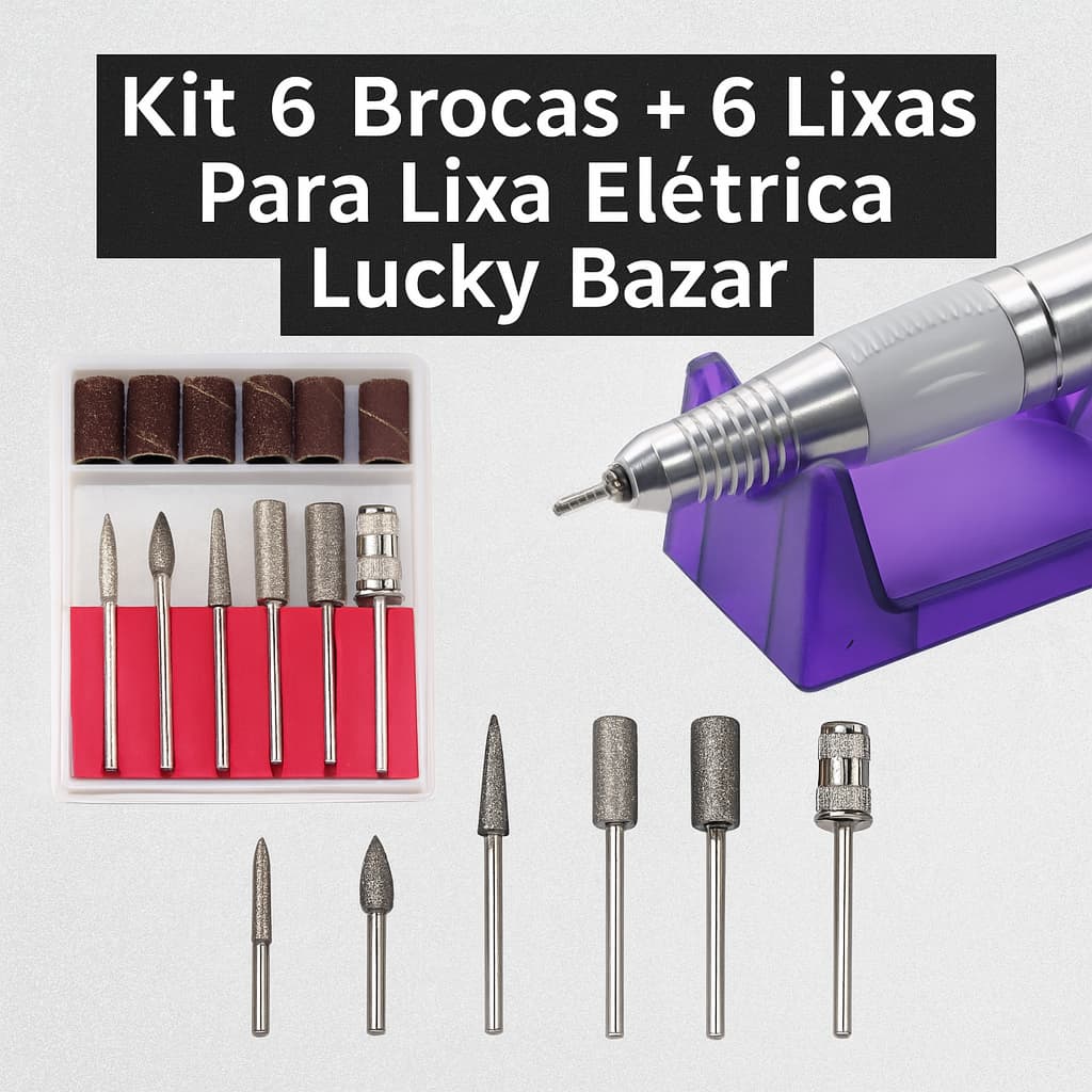 Kit 6 Brocas + 6 Lixas Para Lixa Elétrica pronto entrega Lucky Bazar