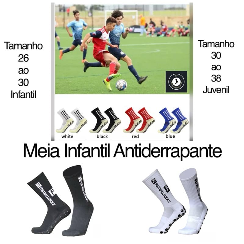 Meia Infantil Antiderrapante (Já no Brasil) 6 a 14 anos
