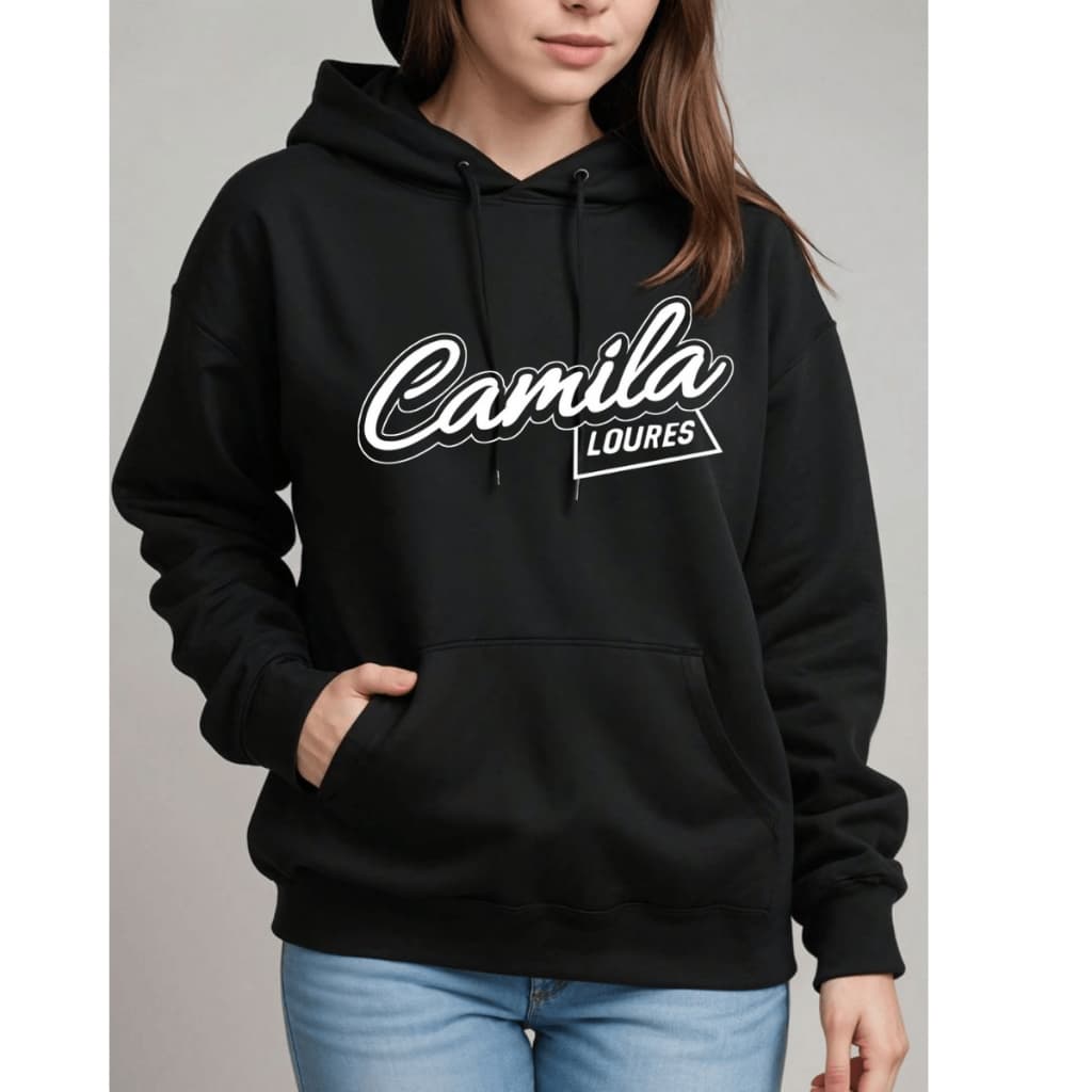 Moletom Flanelado Camila Loures Youtuber Unissex Blusa De Frio Casaco Com Capuz E Bolso