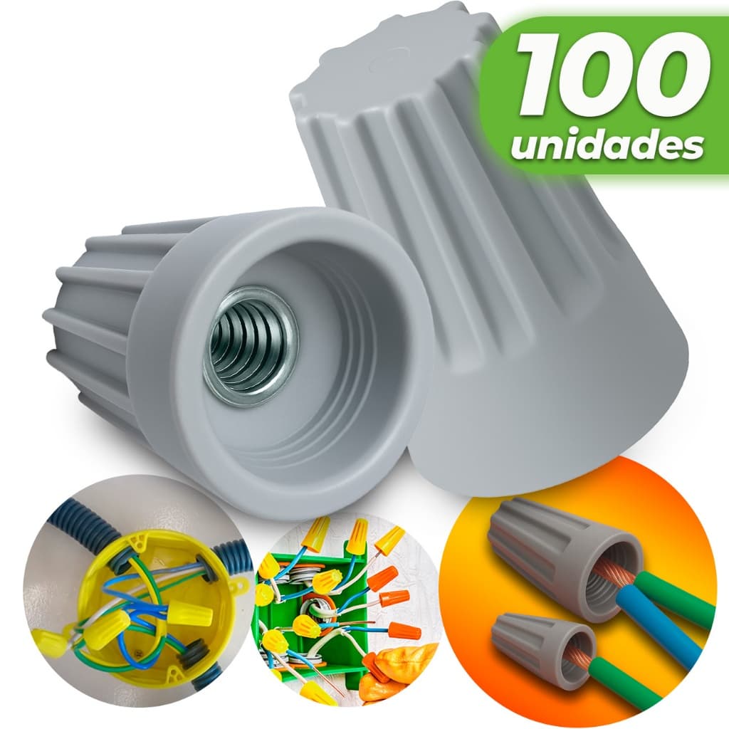 Kit 100x Emenda de Fios Conector Torção 0,8mm Até 3mm P1 Ligar Unir Juntar Interligar Cabos Elétrico