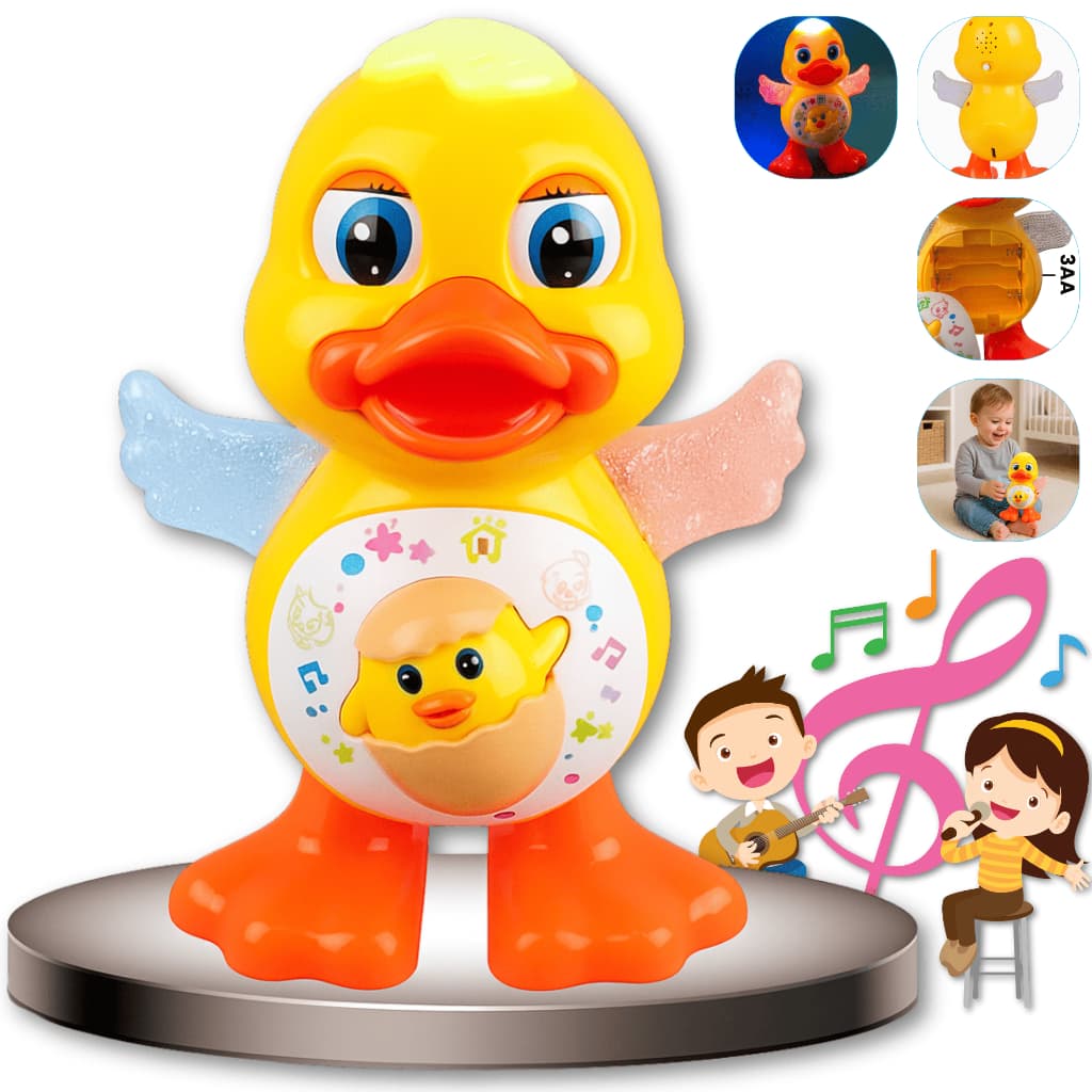 Brinquedo Dançante Pato Musical Dança, Anda, Mexe, com Som E Luz  Colorido Infantil