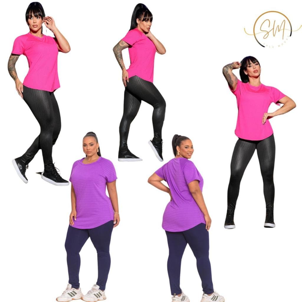 Kit 5 Blusa Long Line Dray  Feminina Academia Tampa Frente Costa