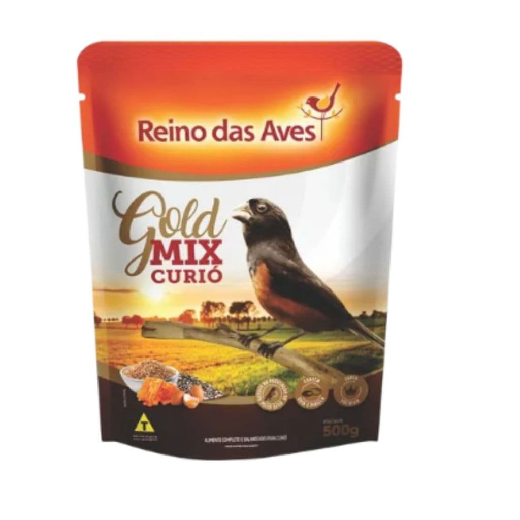 Curió Gold Mix 500gr Reino Das Aves contém Chia Perila e Extrato de Própolis