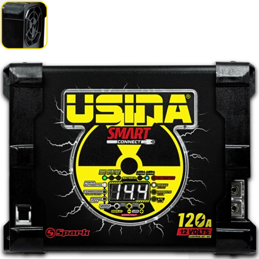 Fonte Usina 120 Amperes Bivolt Automotica 127-220v Voltimetro Digital