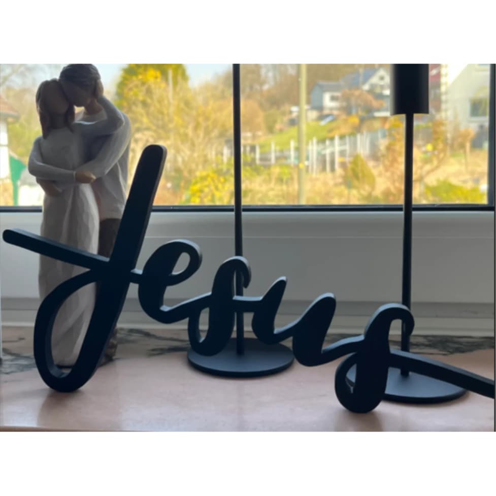 Palavra JESUS Decoração para Sala, Quarto, Escritório - Decoração cristã moderna  27,5cm