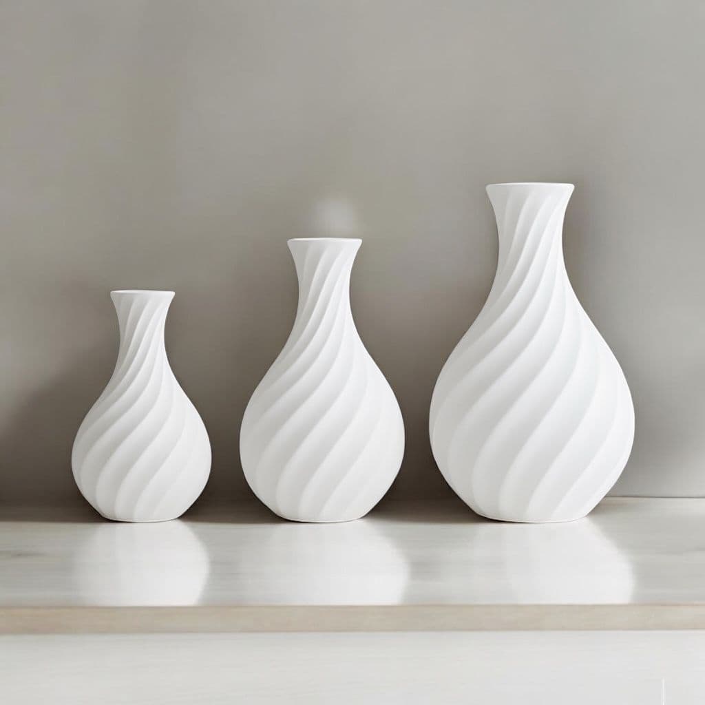 Kit 3 Vasinhos Decorativos Em Espiral Decoração Sala Mesa Quarto Escritório