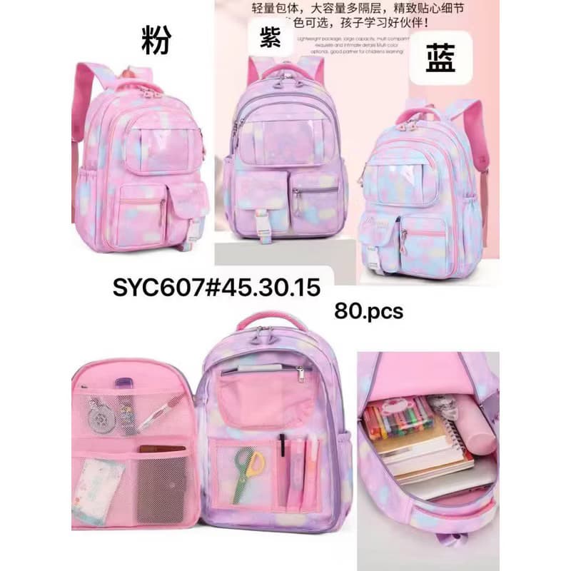 Mochila Escolar Feminina Infantil Juvenil Bolsa Grande Passeio Viajem Menina Abertura180º ref 607