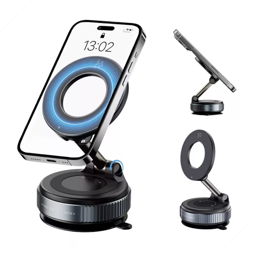 Suporte Magnético Celular 3D Carro Premium Dobrável Material Metálico Estável Parabrisa Moderno