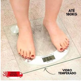 Balança Digital de Banheiro Eletrônica Vidro Temperado 180kg Multiuso Com Display LCD Antiderrapante