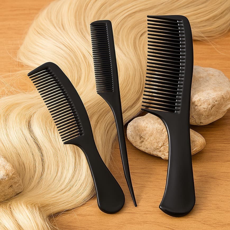 Kit Econômico 3 Pentes Cabeleireiro – Nylon Resistente, para Corte e Estilo ENVIO IMEDIATO