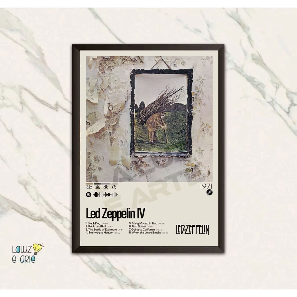 La Luz e Arte\Quadro Música\Led Zeppelin\Quadro Decorativo\Quadro Madeira e Vidro\Spotify\Led Zeppelin IV