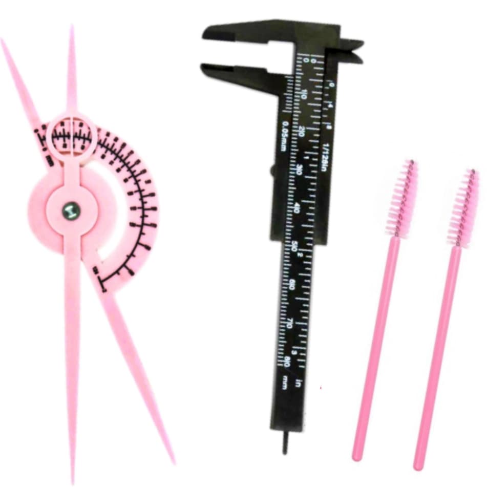Kit Design De Sobrancelhas Medir Medida Régua Isométrica Paquímetro Escovinhas