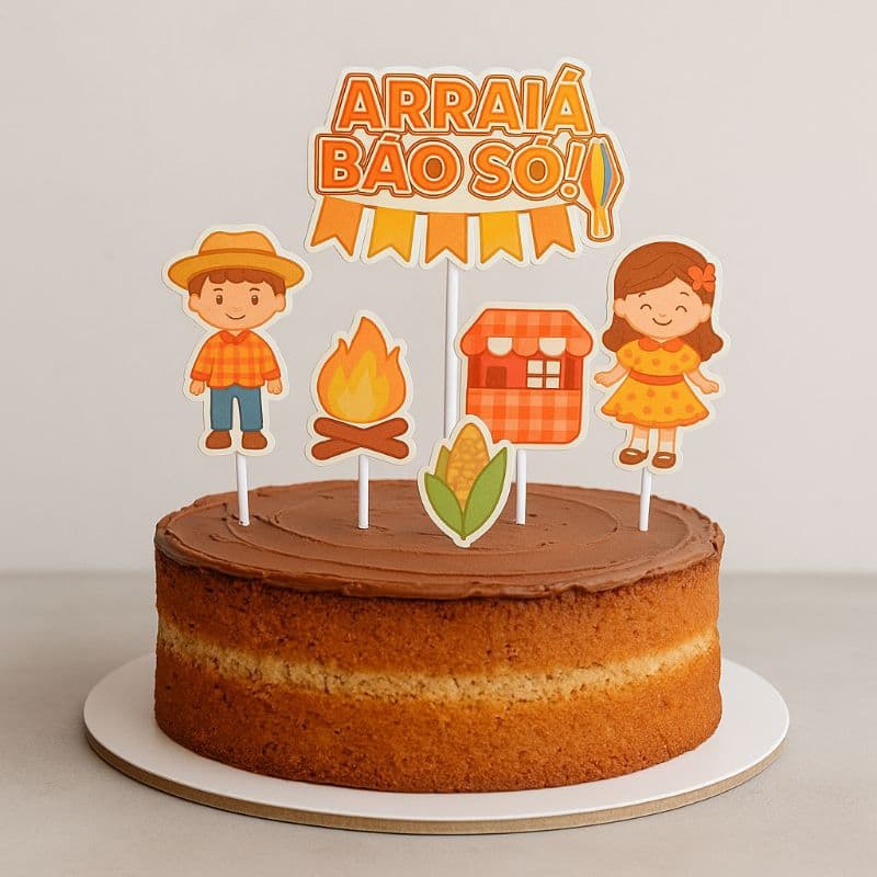 ENVIO IMEDIATO - Topo de bolo Festa Junina - Topo de bolo Arraiá - Decoração de Mesa - Festa São João