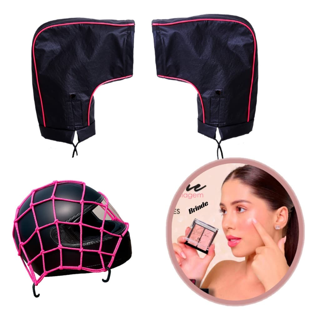 luva impermeavel guidão moto rede elastica 35x35 para capacete e brinde especial