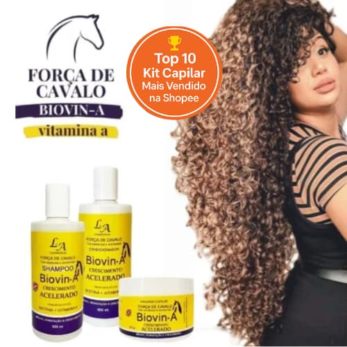 Kit Crescimento Acelerado Força de Cavalo Shampoo, Condicionador e Máscara -Tratamento Capilar