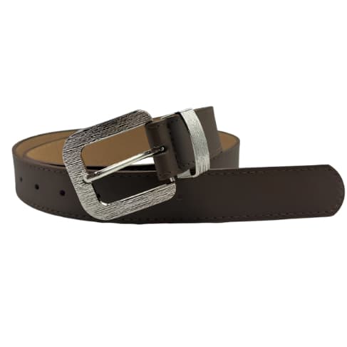 Cinto Moda Feminina Poliuretano Com Fivela De Metal Prata Minimalista Moderno