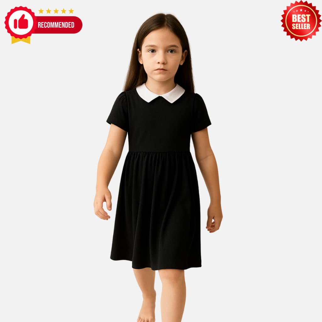 Fantasia de Halloween Vestido Infantil da Wandinha Infantil 1 a 10 anos