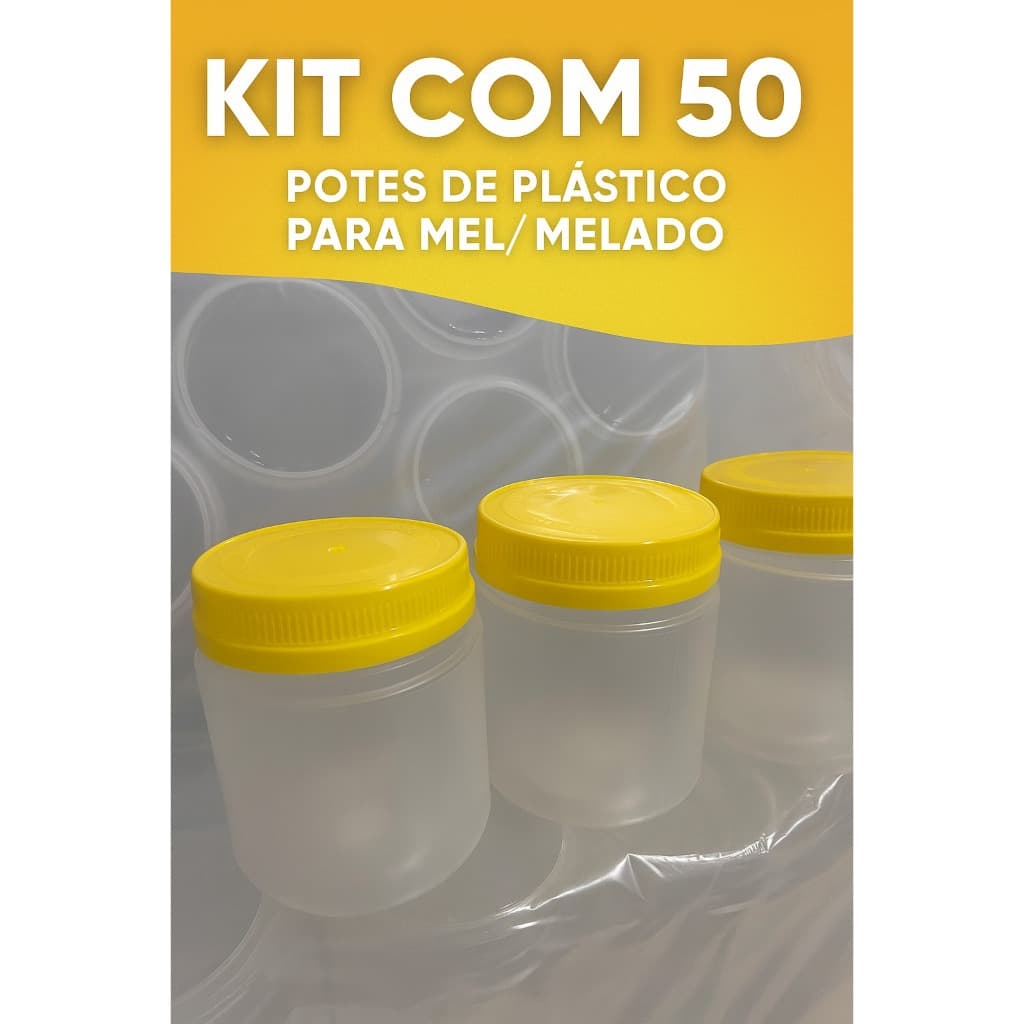 50unidade Potes Plásticos 1kg para Mel, Melado, Doces e Conservas – Tampa Rosca, Alimentício