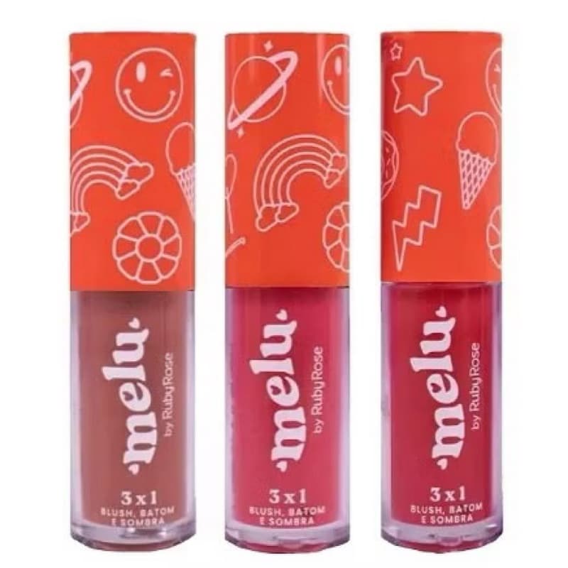 3 em 1 Blush, Batom e Sombra Melu