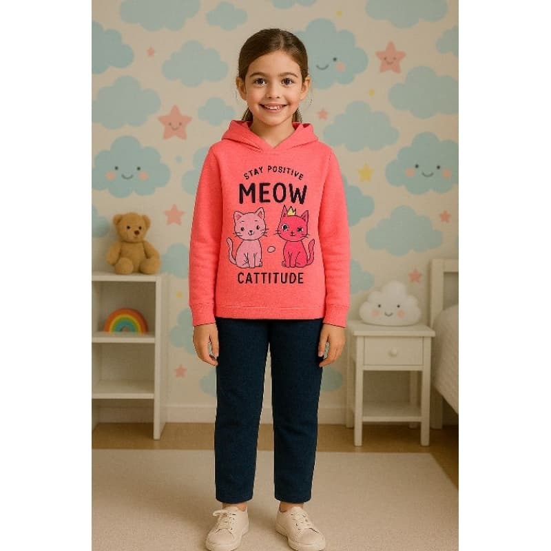 Conjunto Infantil Para MENINA | Flanelado com Capuz | Quentinho, Estiloso e Confortável para o Inverno – 1 a 8 anos