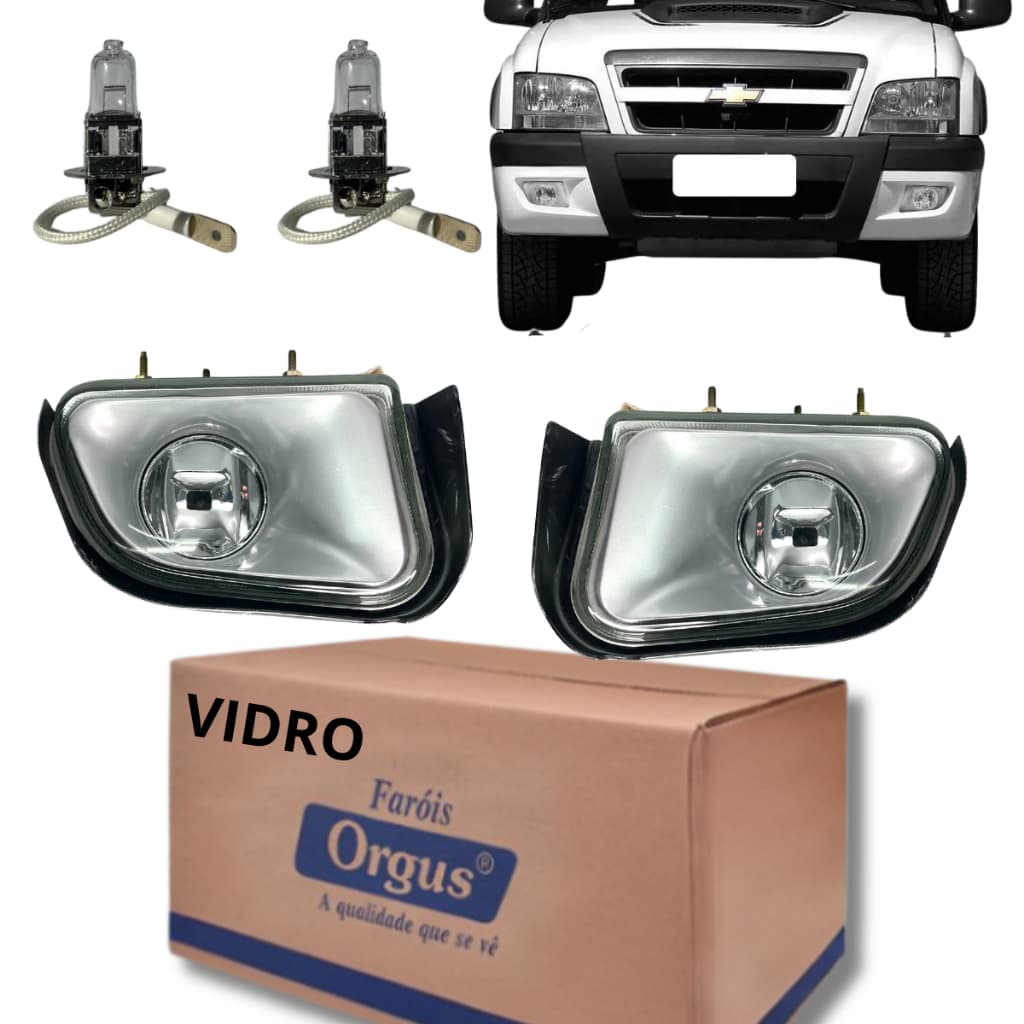 Par Farol Milha Neblina Orgus S10 Blazer 2001 2002 2003 2004 2005 á  2011 + Lâmpadas - Padrão Cibie