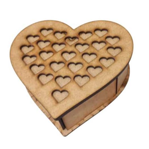 5 Caixas Coração Bombom 14x12x5cm Mdf 3mm