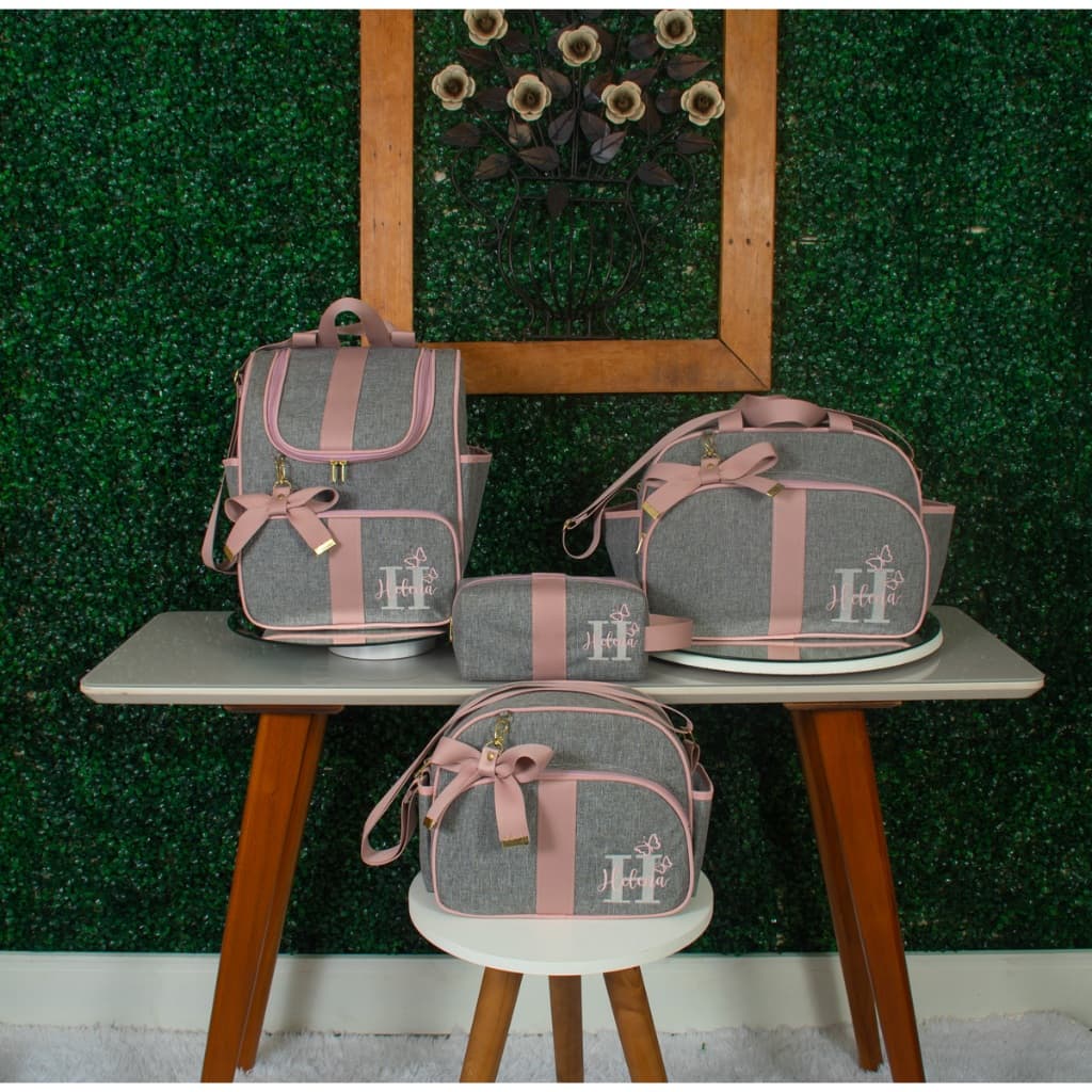 Kit Bolsa Maternidade Mochila 2 em 1 Moderna Linho Personalizado Kind Baby