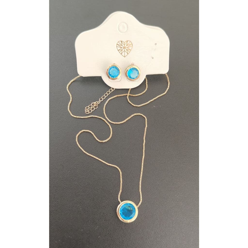 Conjunto de Joias Elegante – Colar e Brincos com Pedra circulo