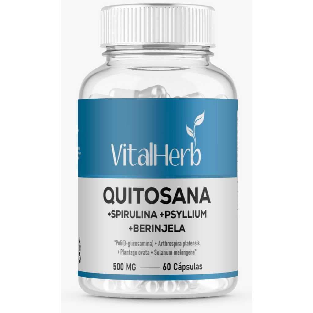 120 Caps Quitosana + Spirulina + Psyllium + Berinjela Puro e Original 500mg