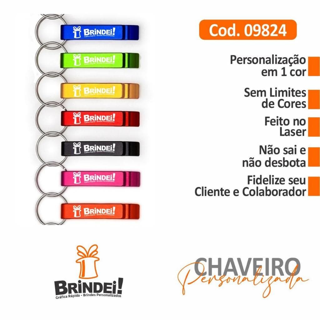 Kit 100 Abridor Chaveiro de Garrafas Multifuncional Colorido Portátil / Abridor para latas e garrafas Personalizado
