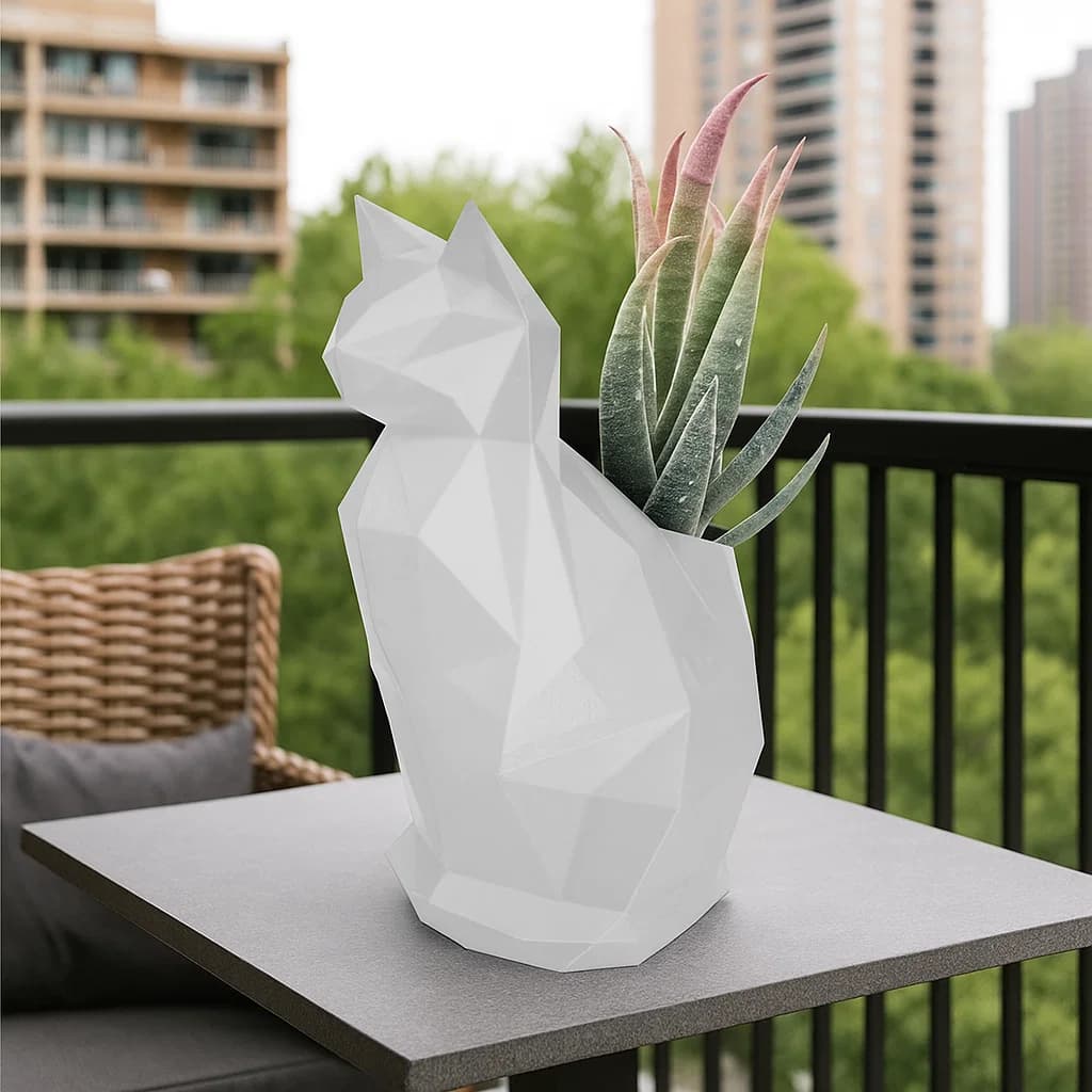 Vaso Decorativo Gato Plantas Estilo Decoração Casa Moderna Criativo Charmoso Jardim Ambiente Presente Amor Pet Delicado