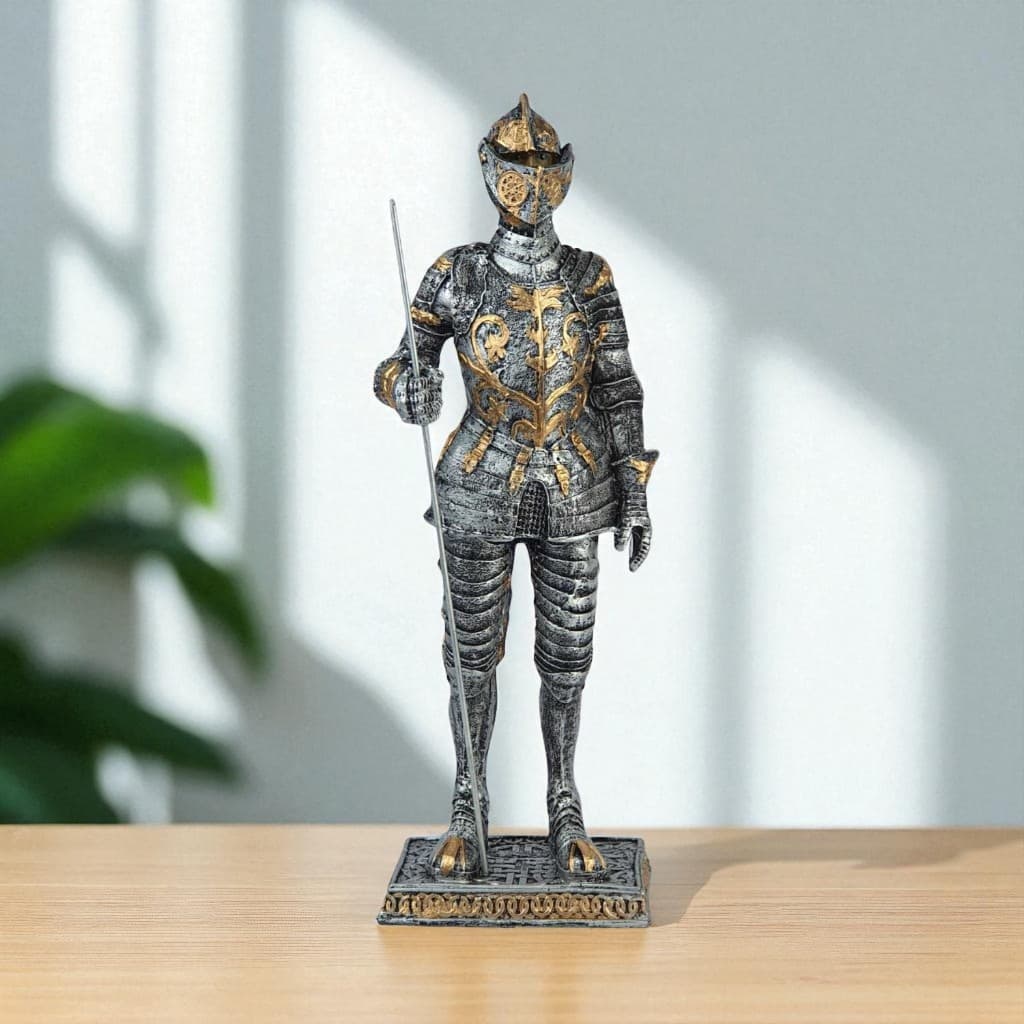 Estatua Guerreiro Cavaleiro Medieval Idade Media Decorativa em Resina