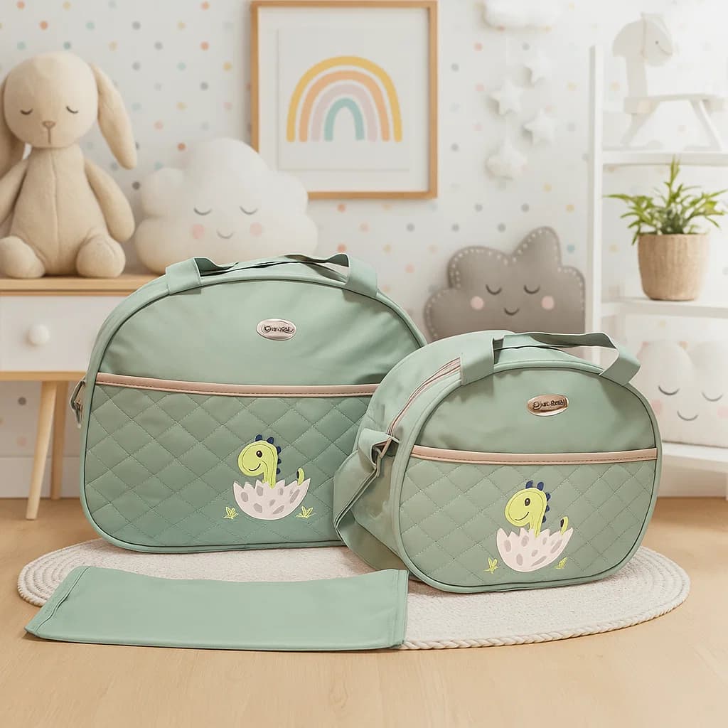 Kit maternidade bolsa trocador e frasqueira KIt dino para meninos