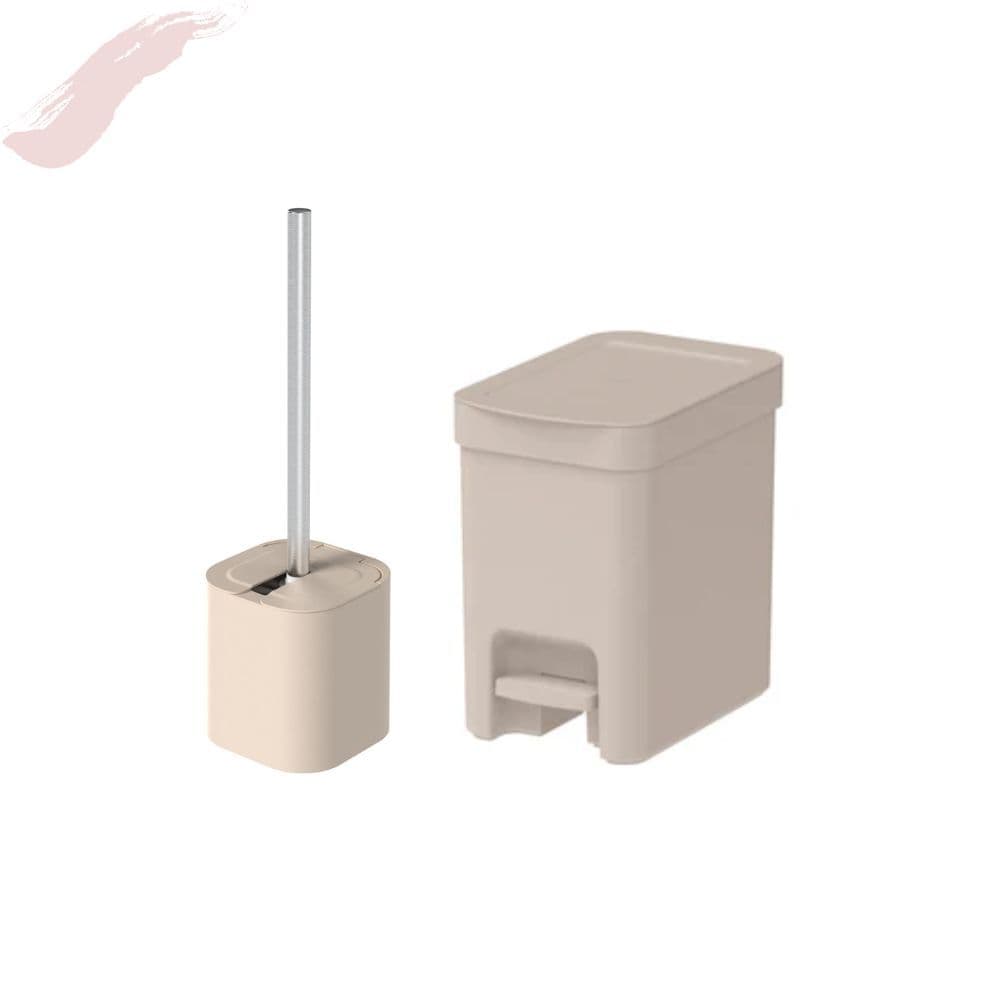Kit Lixeira De Banheiro De Pedal 6l E Escova Sanitária Inox com Suporte