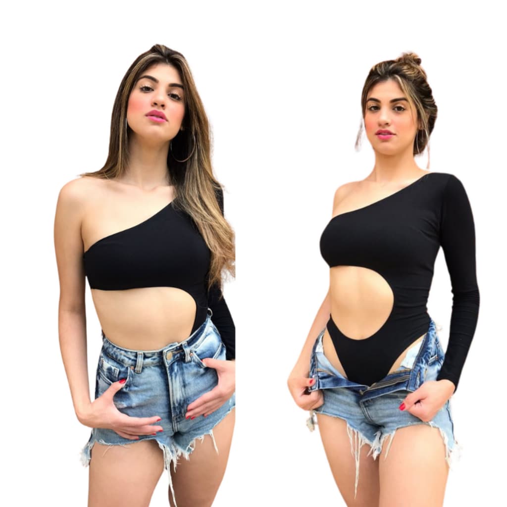 Body Feminino Adulto Suplex Festa Balada Manga Longa Ombro De Fora Outono Inverno