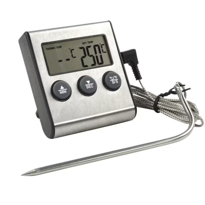 Termômetro digital para cozinha, temperatura de alimentos e carne para forno, churrasqueira, temporizador COM PILHA JA
