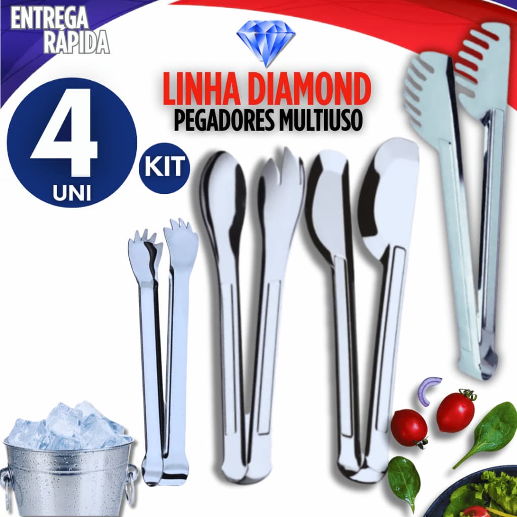 Kit 4 Unidades Pegadores Pegador Universal, Pegador de salada, Pegador de massa, Pegador de gelo Multiuso Premium
