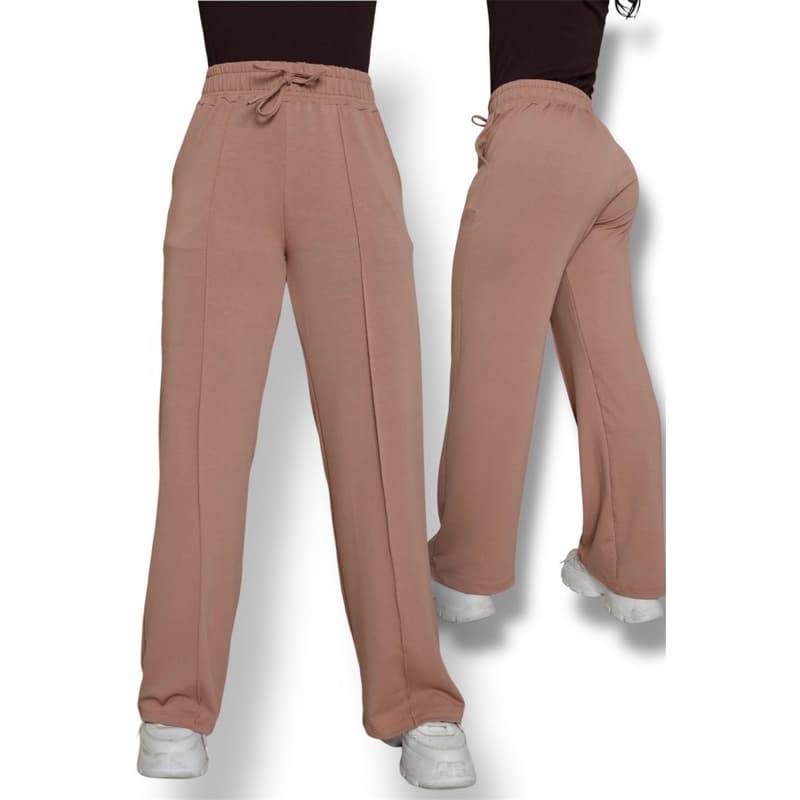 CALÇA MOLETINHO PANTALONA COM BOLSO AMPLO CONFORTÁVEL CINTURA ALTA