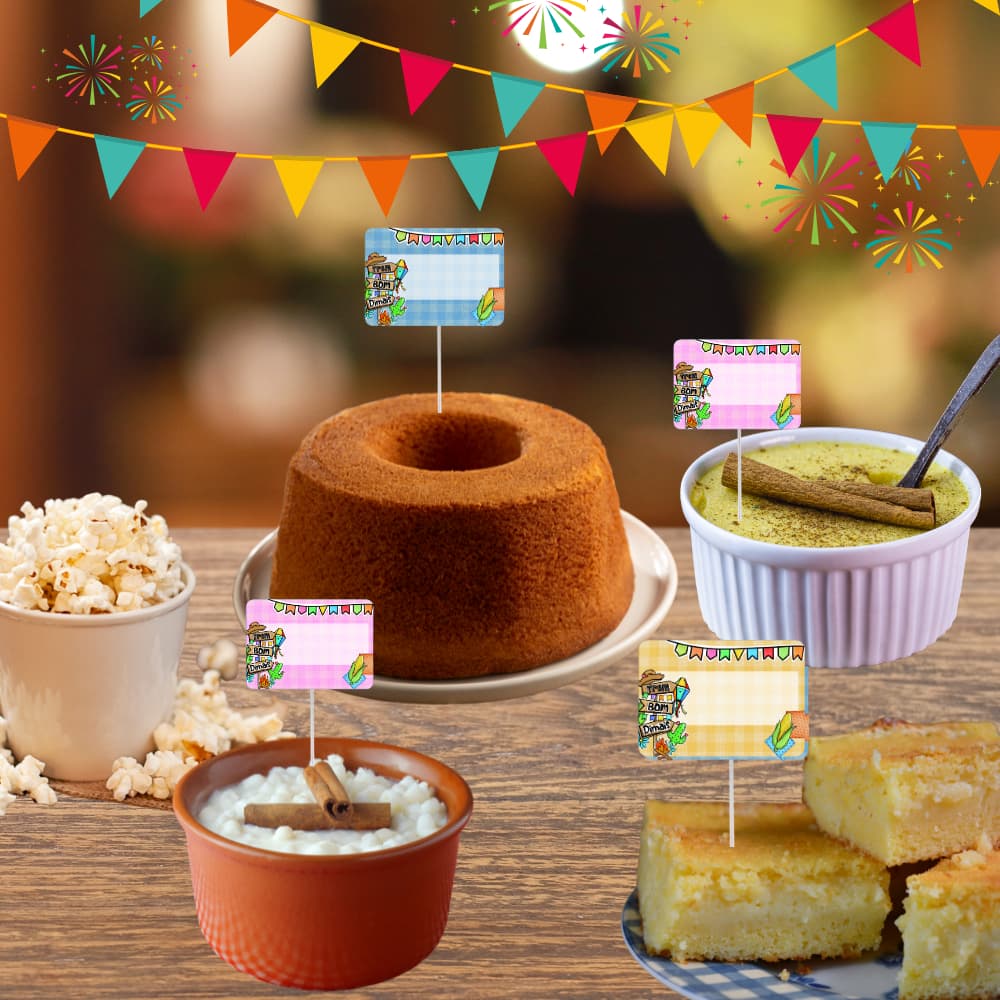 Kit com 18 plaquinhas para festa Junina / Julina - Placa para comidas típicas festa junina / julina