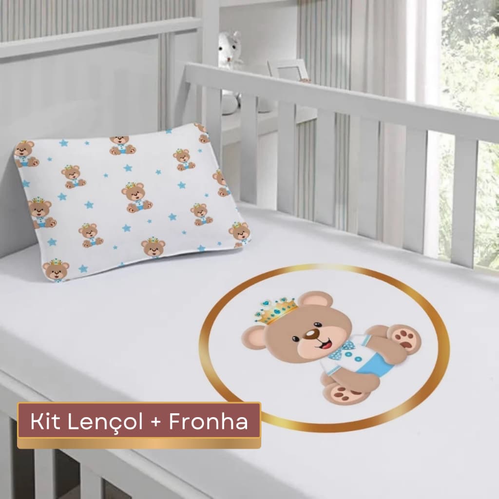 kit 2 Peças Para berço estampado lençol com elástico e fronha para bebê nenem de personagens envio já