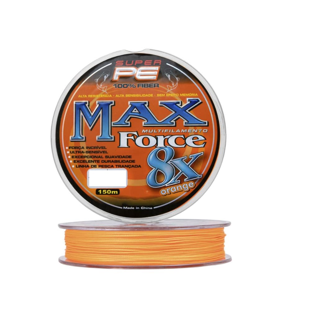 Linha de Pesca Multifilamento Max Force 8x Laranja 150m