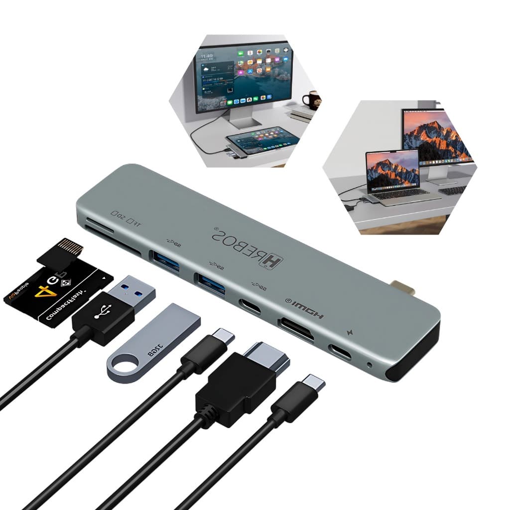 Adaptador Hub 100w 7 Em 1 Micro Sd Usb 3.0 Tipo-c Hdmi 4k Fd