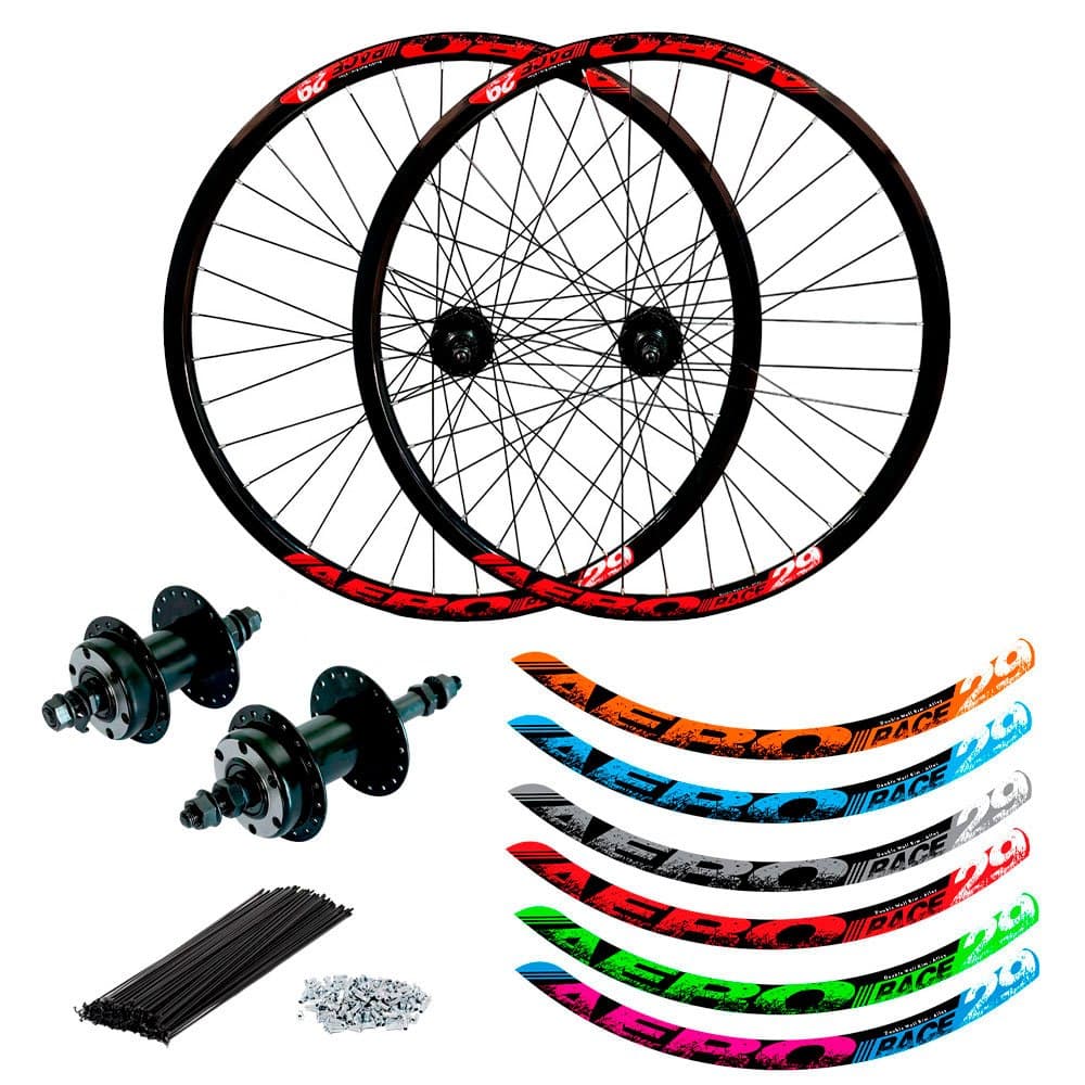 Par Roda Aro 29 Aero Montado Porca Completo Roda Livre Freio a Disco Cubo Aço Esferado
