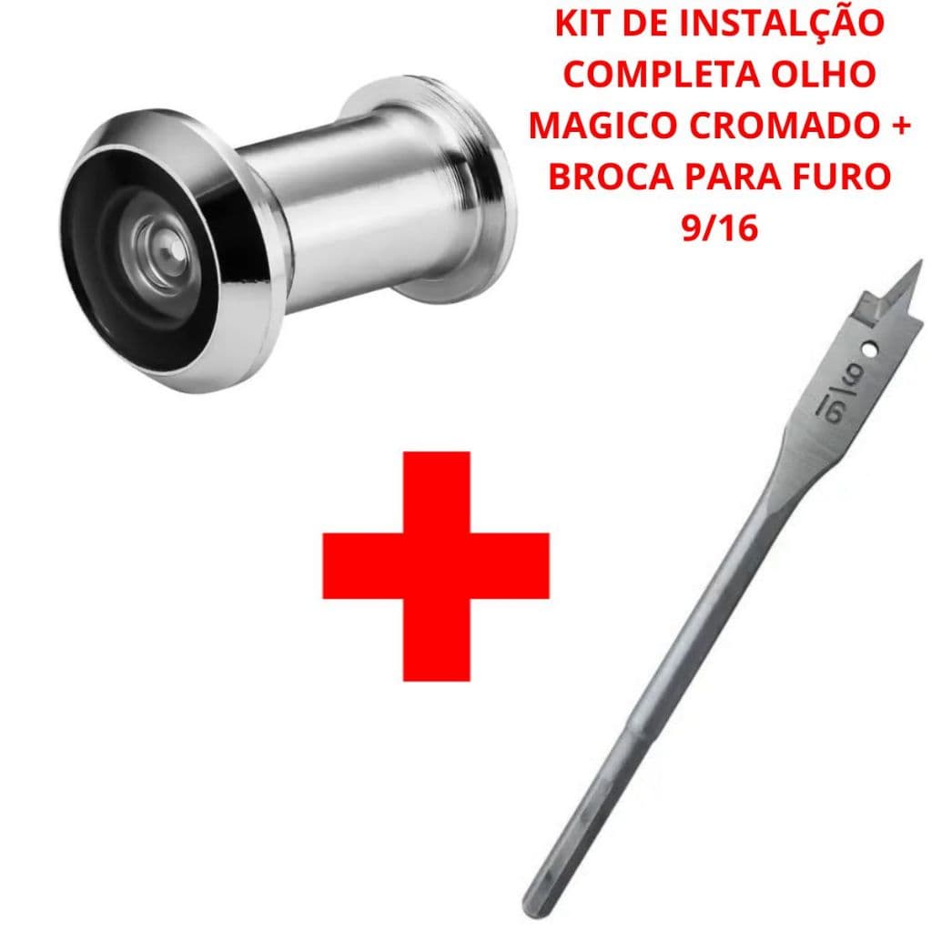 Olho Magico Para Porta Visor Cromado + Broca Chata Madeira